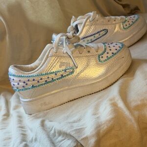 Children Size 12 Fila Custom baby blue and purplish Blue Gems Used